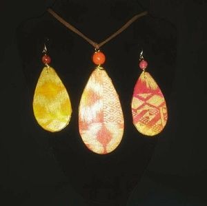 African Print Necklace & Earring  Set